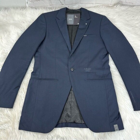 G-Star‎ Raw Men's Navy Blue 3301 Pin-Striped One Button Career Blazer Small/C38 - Picture 1 of 13